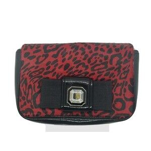 Leopard Print Wallet Red Black Snap Close White House Black Market